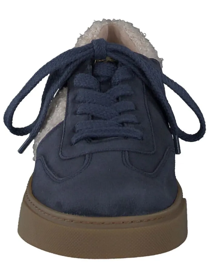 Leder-Sneakers in Dunkelblau