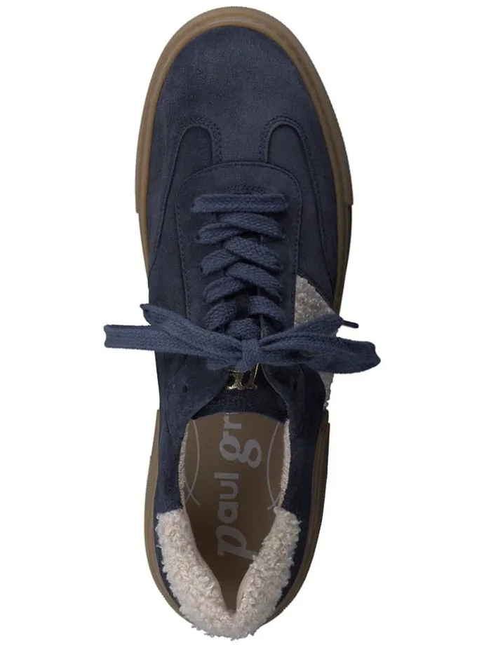 Leder-Sneakers in Dunkelblau