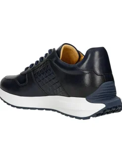 Leder-Sneakers in Dunkelblau