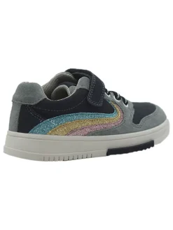 Leder-Sneakers in Dunkelblau/ Hellblau