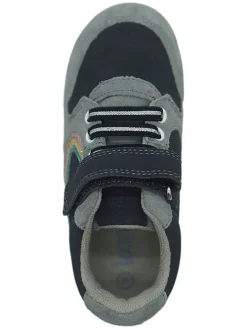 Leder-Sneakers in Dunkelblau/ Hellblau