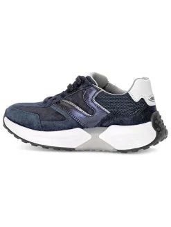 Leder-Sneakers in Dunkelblau