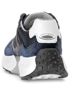 Leder-Sneakers in Dunkelblau