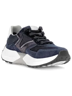 Leder-Sneakers in Dunkelblau