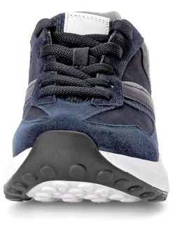 Leder-Sneakers in Dunkelblau