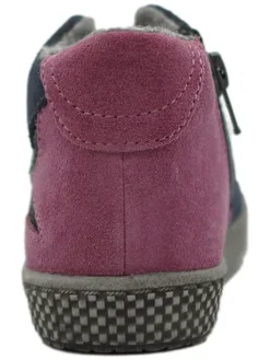 Leder-Sneakers in Dunkelblau/ Pink