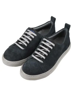Leder-Sneakers in Dunkelblau