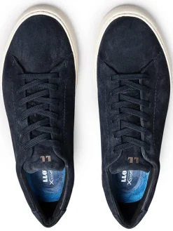 Leder-Sneakers in Dunkelblau