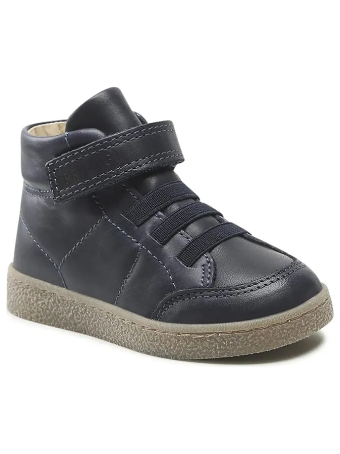 Leder-Sneakers in Dunkelblau