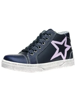 Leder-Sneakers in Dunkelblau