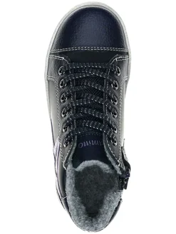 Leder-Sneakers in Dunkelblau