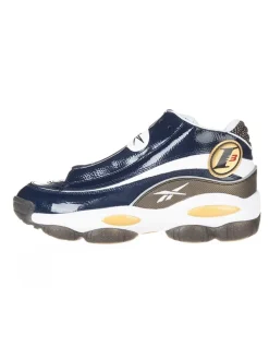 Leder-Sneakers in Dunkelblau/ Khaki/ Weiß