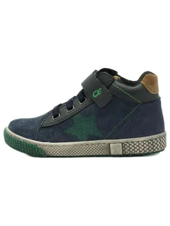 Leder-Sneakers in Dunkelblau