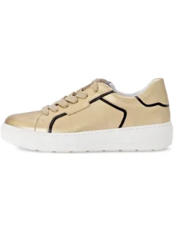 Leder-Sneakers in Gold/ Schwarz