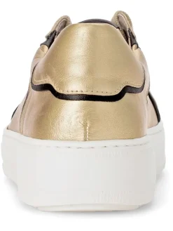 Leder-Sneakers in Gold/ Schwarz