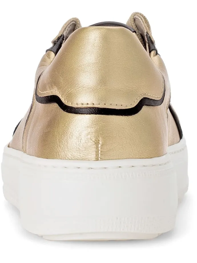 Leder-Sneakers in Gold/ Schwarz