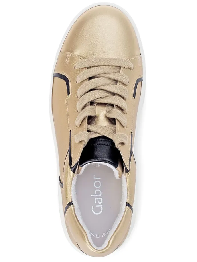 Leder-Sneakers in Gold/ Schwarz