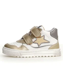 Leder-Sneakers in Gold/ Silber/ Weiß