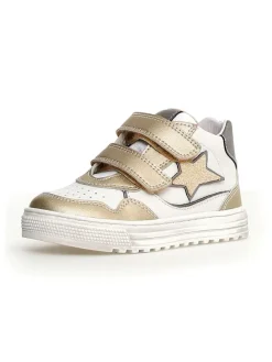 Leder-Sneakers in Gold/ Silber/ Weiß
