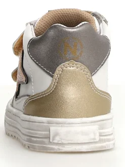 Leder-Sneakers in Gold/ Silber/ Weiß