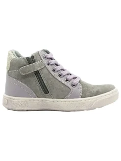 Leder-Sneakers in Grau