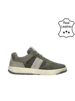 Leder-Sneakers in Grau