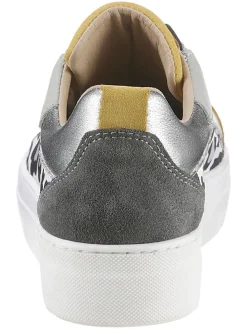 Leder-Sneakers in Grau/ Bunt