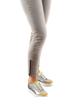 Leder-Sneakers in Grau/ Bunt