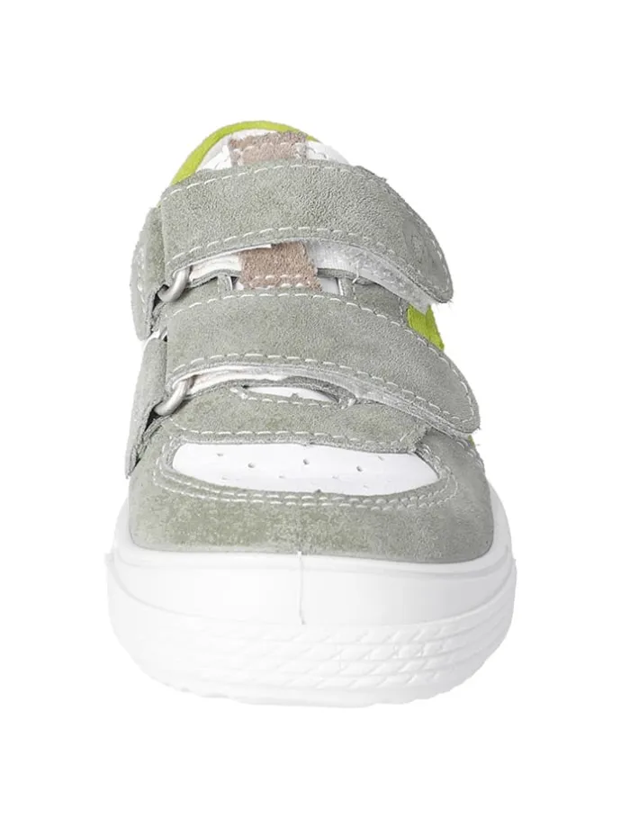 Leder-Sneakers in Grau/ Gelb