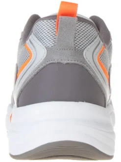 Leder-Sneakers in Grau/ Orange