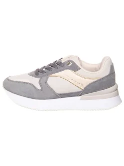 Leder-Sneakers in Grau/ Rosa