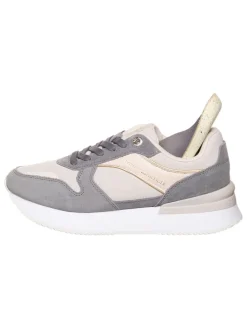 Leder-Sneakers in Grau/ Rosa