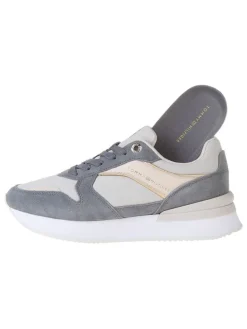 Leder-Sneakers in Grau/ Rosa