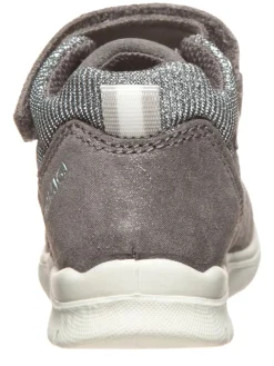 Leder-Sneakers in Grau/ Silber