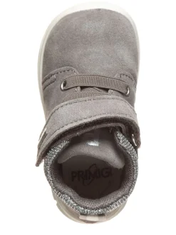 Leder-Sneakers in Grau/ Silber