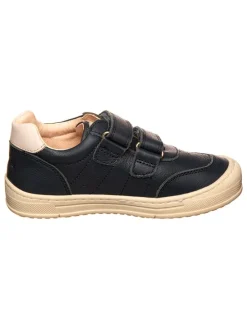 Leder-Sneakers in Grün/ Schwarz