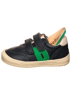 Leder-Sneakers in Grün/ Schwarz