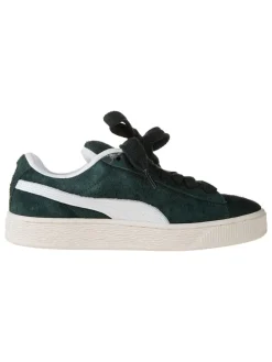 Leder-Sneakers in Grün/ Weiß