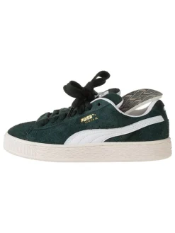 Leder-Sneakers in Grün/ Weiß