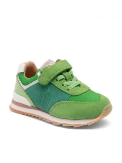 Leder-Sneakers in Grün/ Weiß