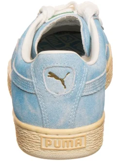 Leder-Sneakers in Hellblau