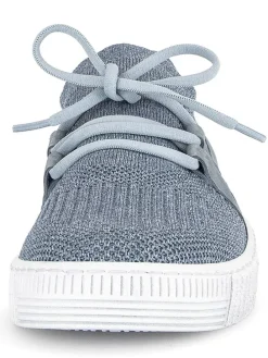 Leder-Sneakers in Hellblau