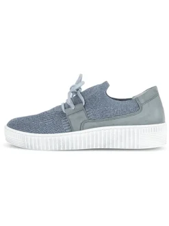 Leder-Sneakers in Hellblau