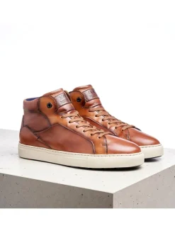 Leder-Sneakers in Hellbraun