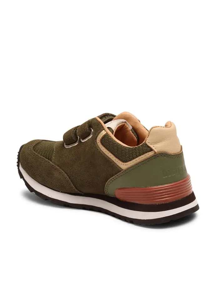 Leder-Sneakers in Khaki