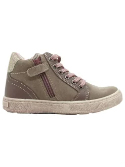 Leder-Sneakers in Khaki