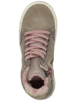 Leder-Sneakers in Khaki