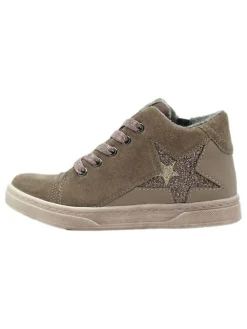 Leder-Sneakers in Khaki