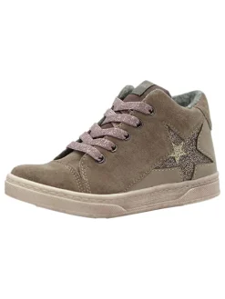 Leder-Sneakers in Khaki