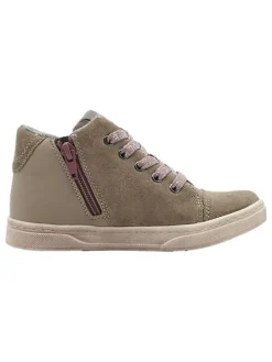 Leder-Sneakers in Khaki